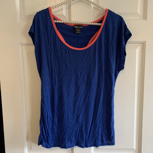 Wet Seal Blue Racerback Short Sleeve Tee Size Juniors M - Picture 1 of 4